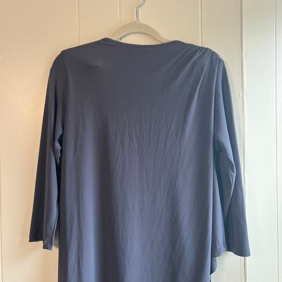 LAST TANGO Gray Ruched Asymmetrical Layered Stretch Dress M - Picture 10 of 10